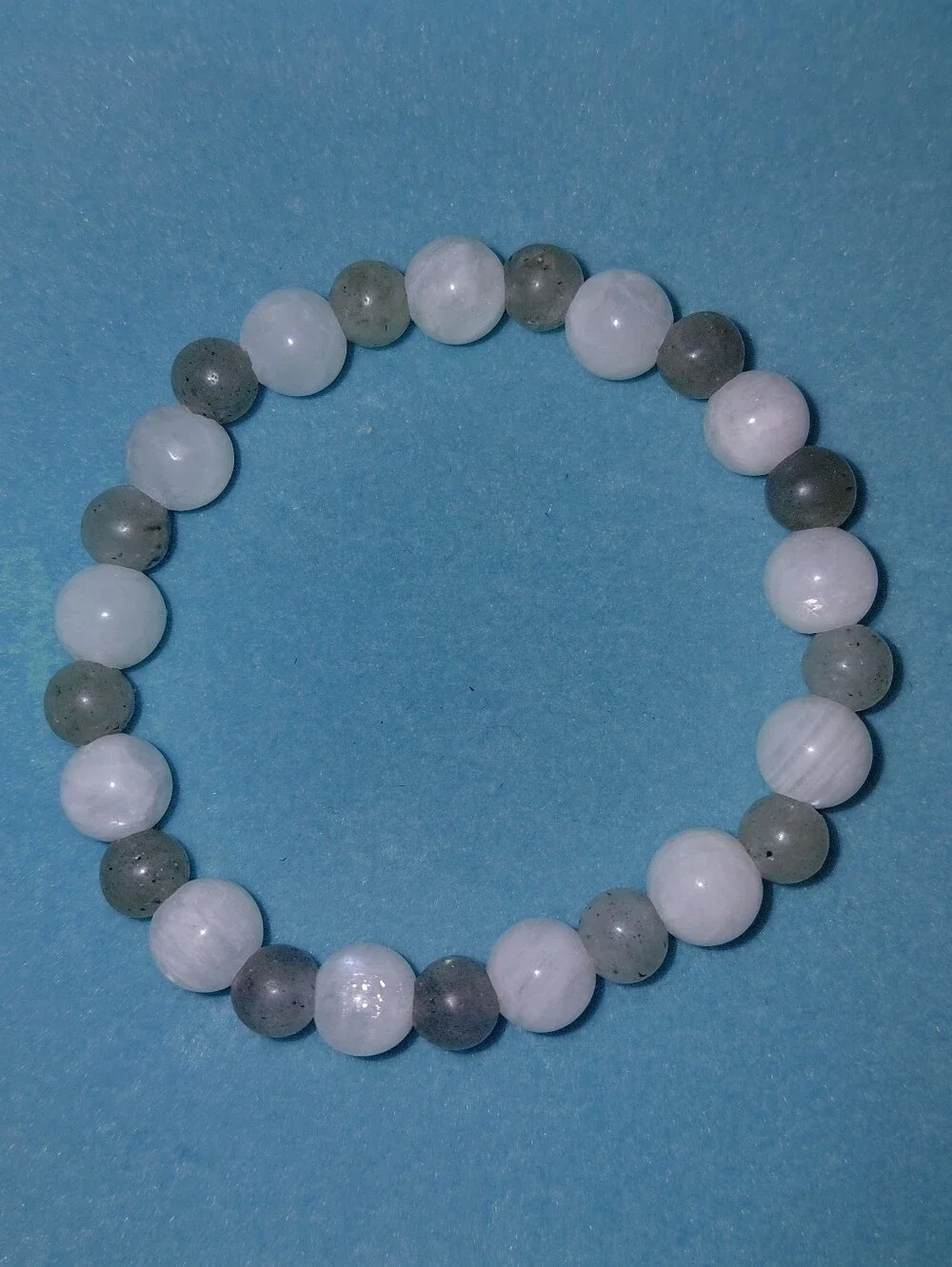 Moonstone And Labradorite Beaded Stretch Bracelet